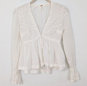 Free People White Lace Blouse